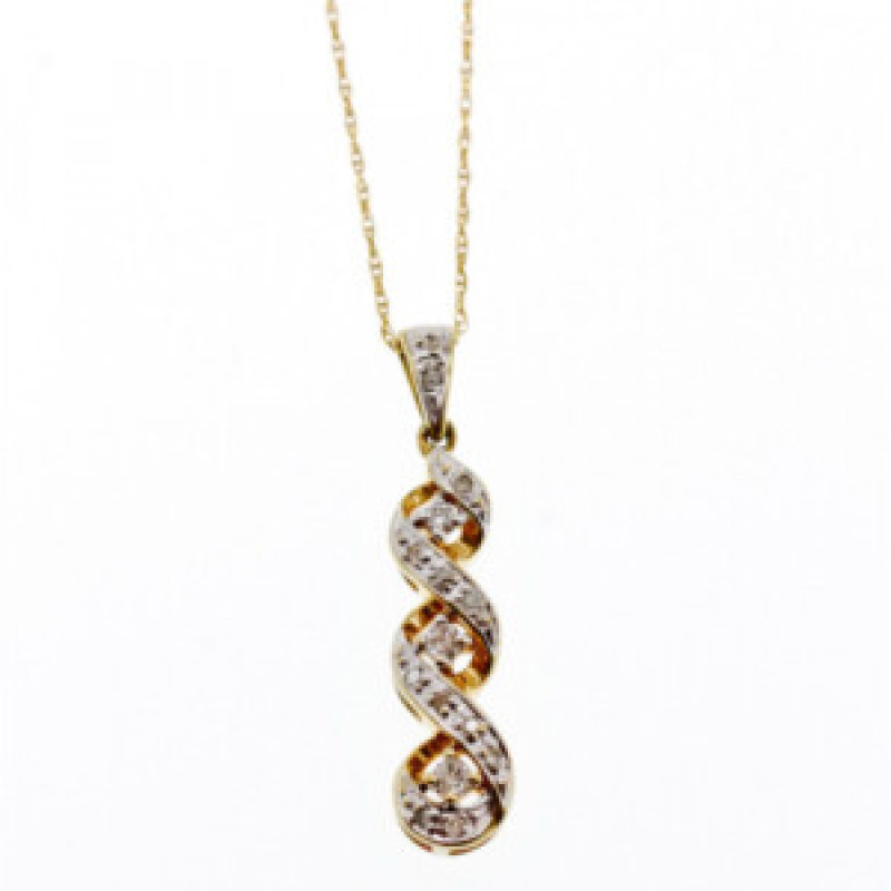 10K Yellow Gold Diamonds Chain With Pendant