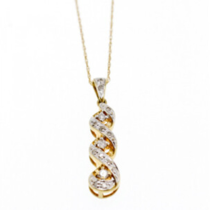 10K Yellow Gold Diamonds Chain With Pendant