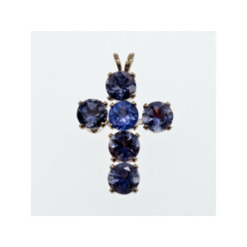 925 Sterling Silver Tanzanite Cross Pendant