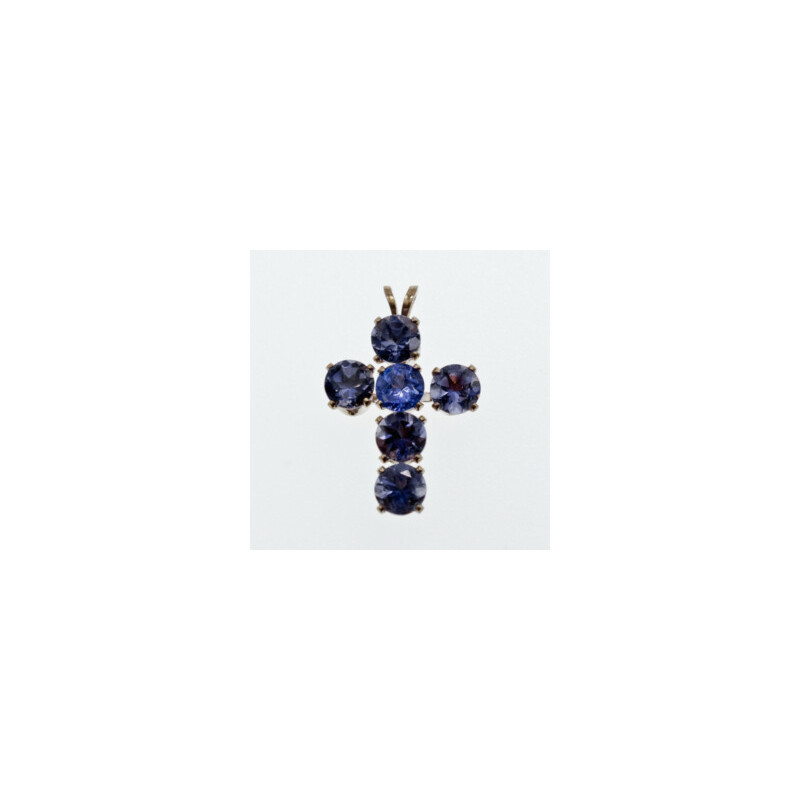 925 Sterling Silver Tanzanite Cross Pendant