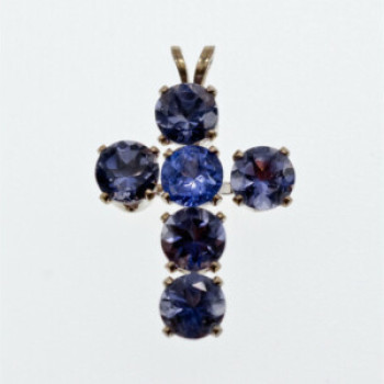 925 Sterling Silver Tanzanite Cross Pendant
