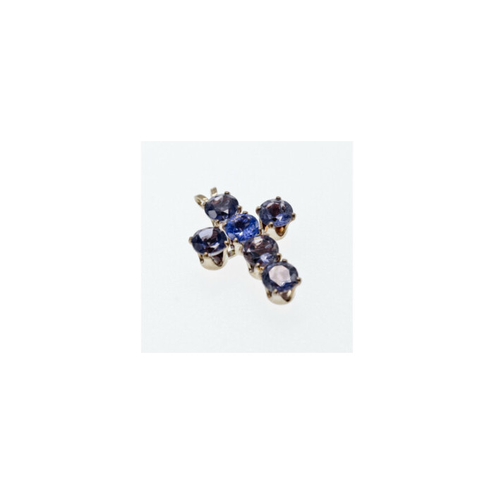 925 Sterling Silver Tanzanite Cross Pendant