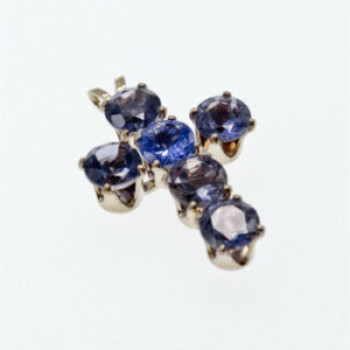 925 Sterling Silver Tanzanite Cross Pendant