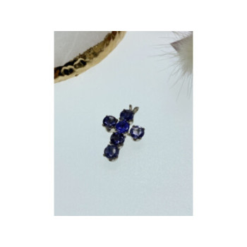 925 Sterling Silver Tanzanite Cross Pendant