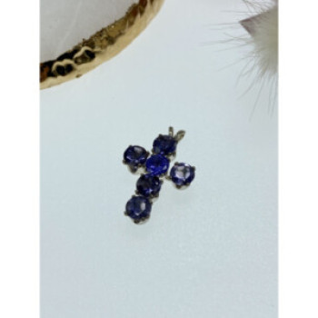 925 Sterling Silver Tanzanite Cross Pendant