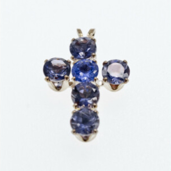 925 Sterling Silver Tanzanite Cross Pendant