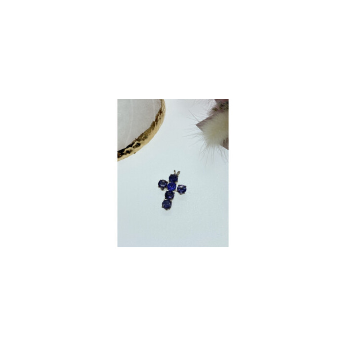 925 Sterling Silver Tanzanite Cross Pendant