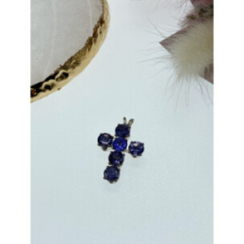 925 Sterling Silver Tanzanite Cross Pendant