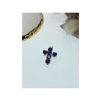 925 Sterling Silver Tanzanite Cross Pendant