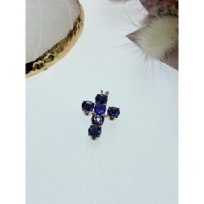 925 Sterling Silver Tanzanite Cross Pendant