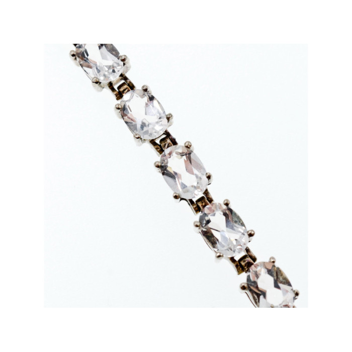 925 STERLING SILVER WHITE/COLORLESS SPINEL BRACELET SIZE 6.7 IN