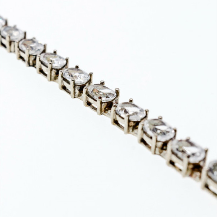 925 Sterling Silver White/Colorless Spinel Bracelet Size 6.7 IN