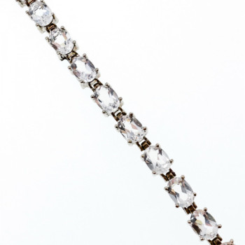 925 Sterling Silver White/Colorless Spinel Bracelet Size 6.7 IN