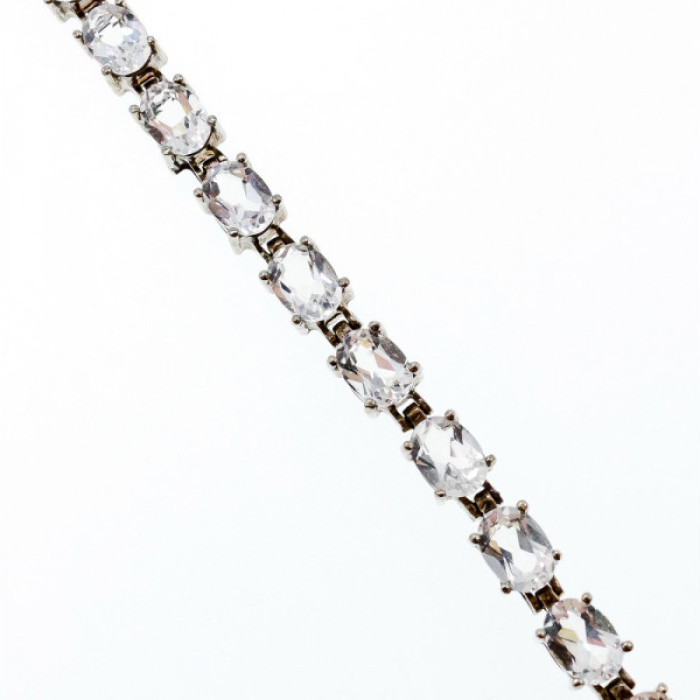 925 Sterling Silver White/Colorless Spinel Bracelet Size 6.7 IN