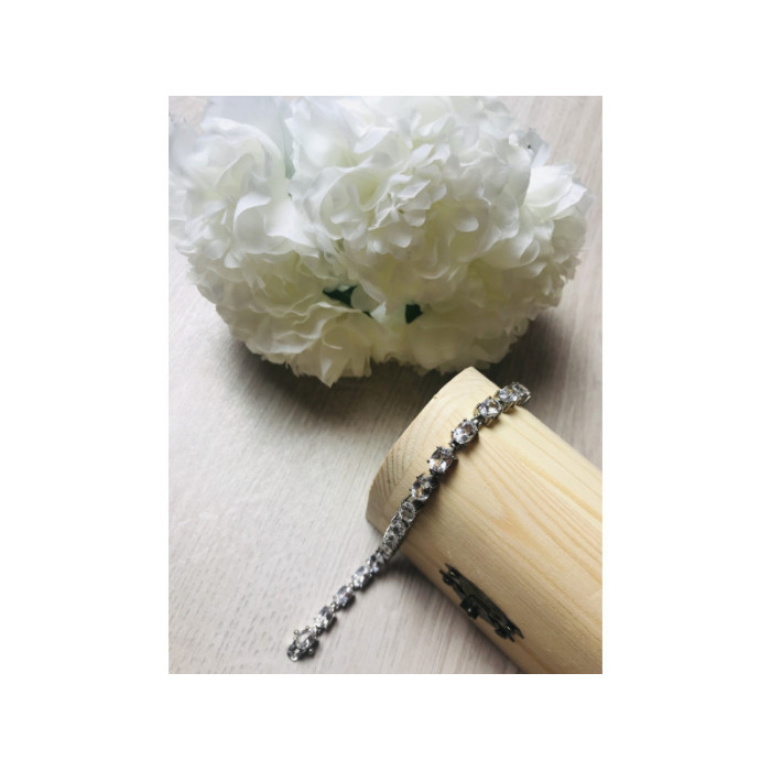 925 STERLING SILVER WHITE/COLORLESS SPINEL BRACELET SIZE 6.7 IN