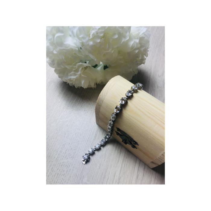 925 STERLING SILVER WHITE/COLORLESS SPINEL BRACELET SIZE 6.7 IN