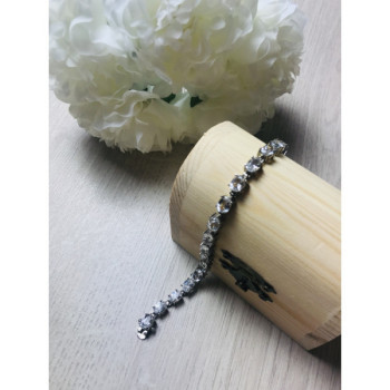 925 Sterling Silver White/Colorless Spinel Bracelet Size 6.7 IN