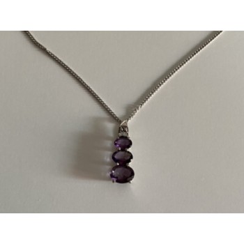 Chain With Pendant Purple CZ
