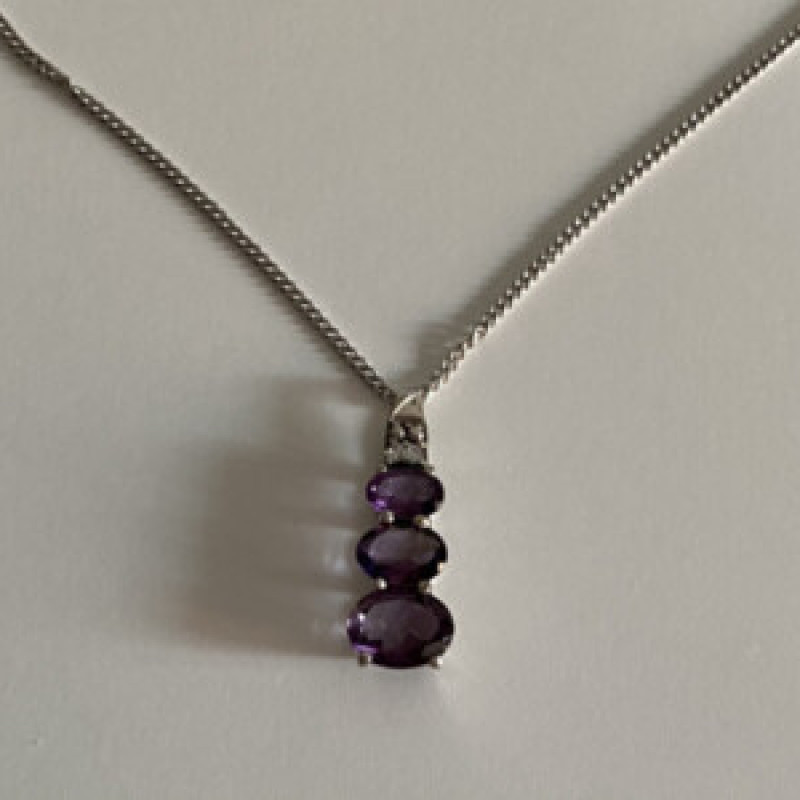 Chain With Pendant Purple CZ