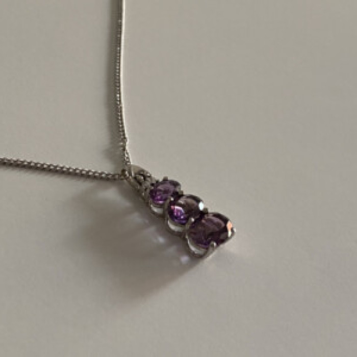 Chain With Pendant Purple CZ