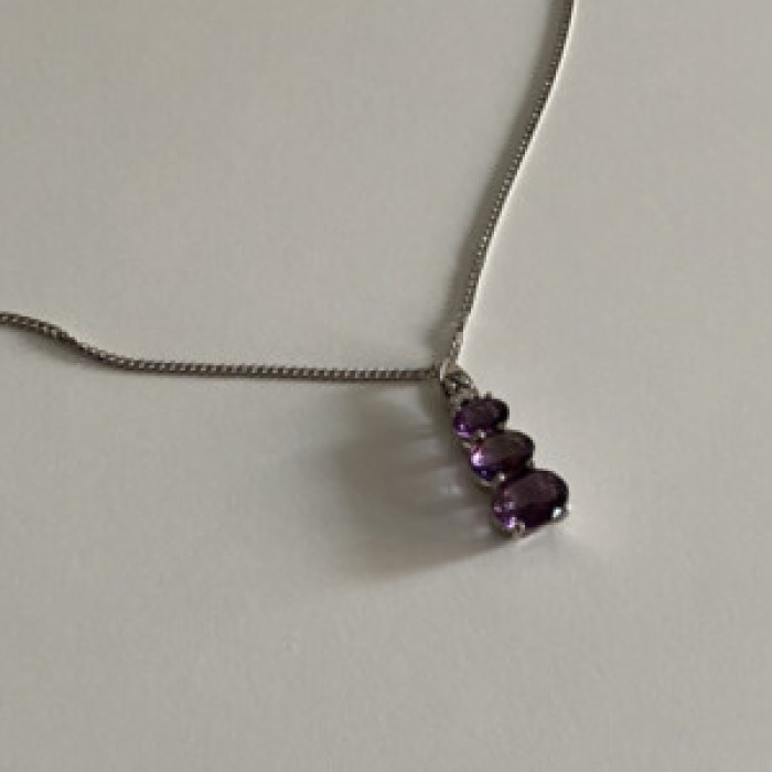 Chain With Pendant Purple CZ
