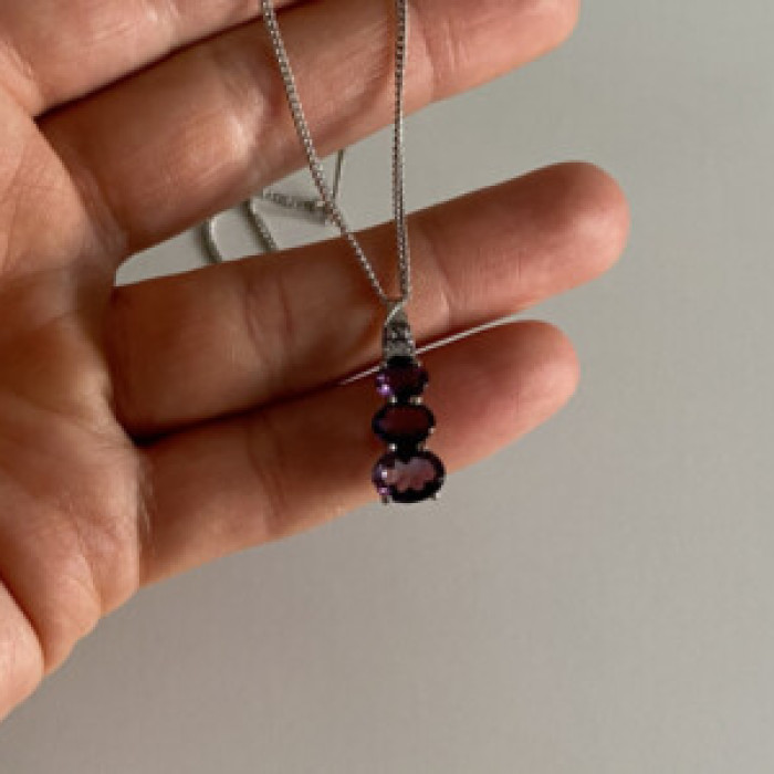 Chain With Pendant Purple CZ