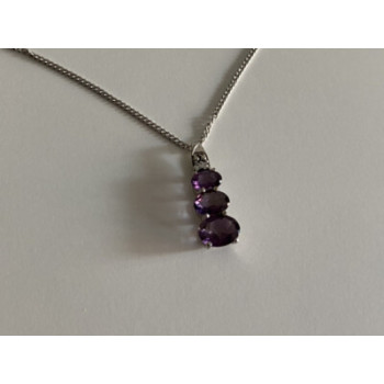 Chain With Pendant Purple CZ