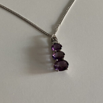 Chain With Pendant Purple CZ
