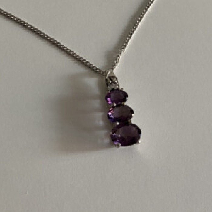 Chain With Pendant Purple CZ