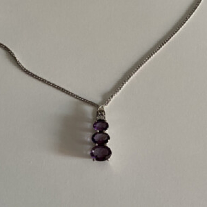 Chain With Pendant Purple CZ