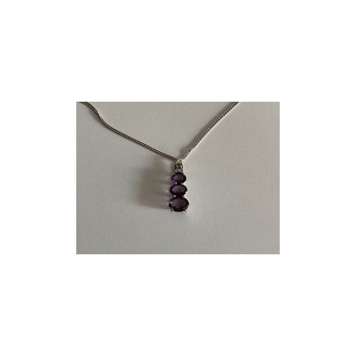 Chain With Pendant Purple CZ