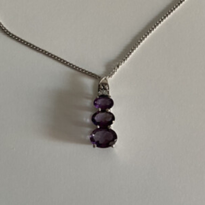 Chain With Pendant Purple CZ