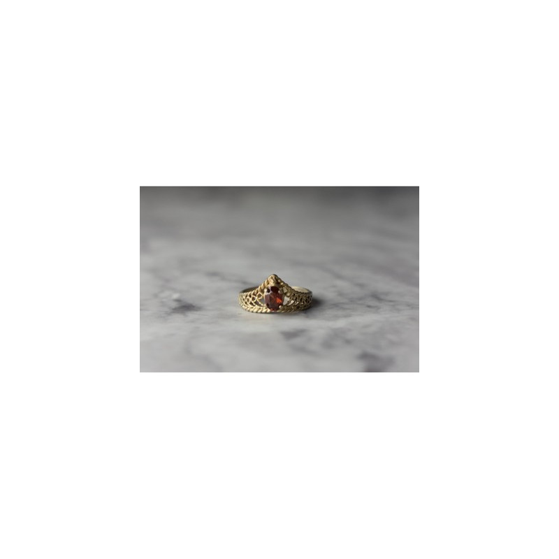925 Sterling Silver Gold Plated Garnet Ring Size 5.5