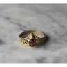 925 Sterling Silver Gold Plated Garnet Ring Size 5.5