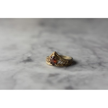 925 Sterling Silver Gold Plated Garnet Ring Size 5.5