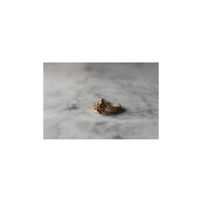 925 Sterling Silver Gold Plated Garnet Ring Size 5.5