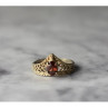 925 Sterling Silver Gold Plated Garnet Ring Size 5.5