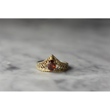 925 Sterling Silver Gold Plated Garnet Ring Size 5.5