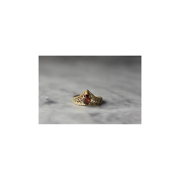 925 Sterling Silver Gold Plated Garnet Ring Size 5.5