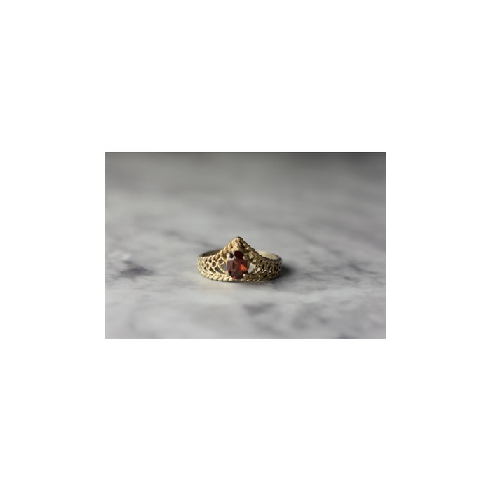 925 Sterling Silver Gold Plated Garnet Ring Size 5.5