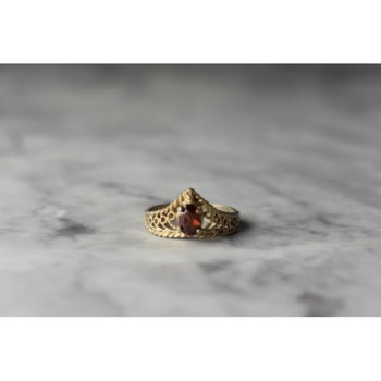 925 Sterling Silver Gold Plated Garnet Ring Size 5.5
