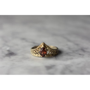 925 Sterling Silver Gold Plated Garnet Ring Size 5.5