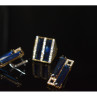 925 Sterling Silver Blue Alpanite SET (Ring & Earrings)