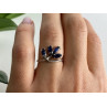 925 Sterling Silver Sapphires Ring Size 6.5
