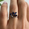925 Sterling Silver Sapphires Ring Size 6.5
