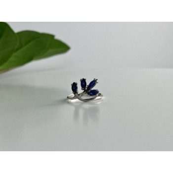 925 Sterling Silver Sapphires Ring Size 6.5