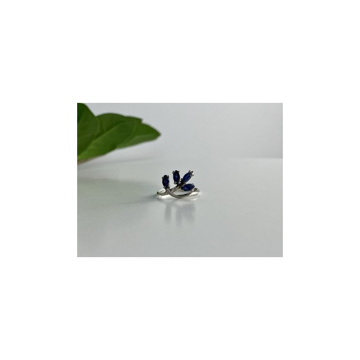 925 Sterling Silver Sapphires Ring Size 6.5