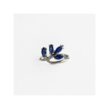 925 Sterling Silver Sapphires Ring Size 6.5