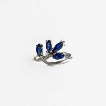 925 Sterling Silver Sapphires Ring Size 6.5