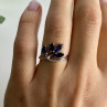 925 Sterling Silver Sapphires Ring Size 6.5